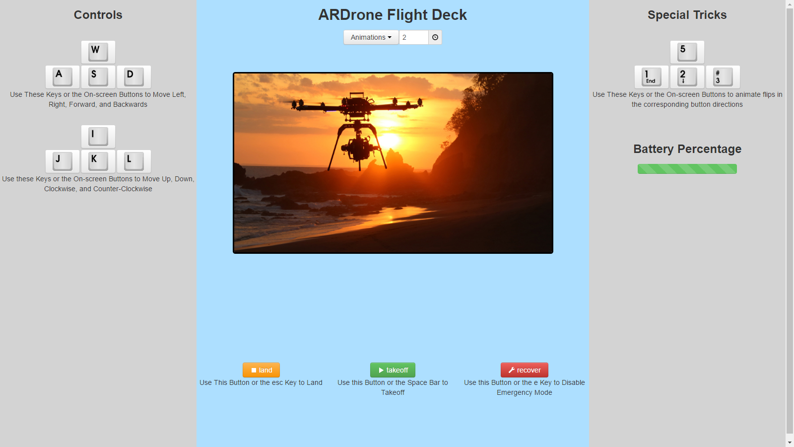 AR drone browser interface
